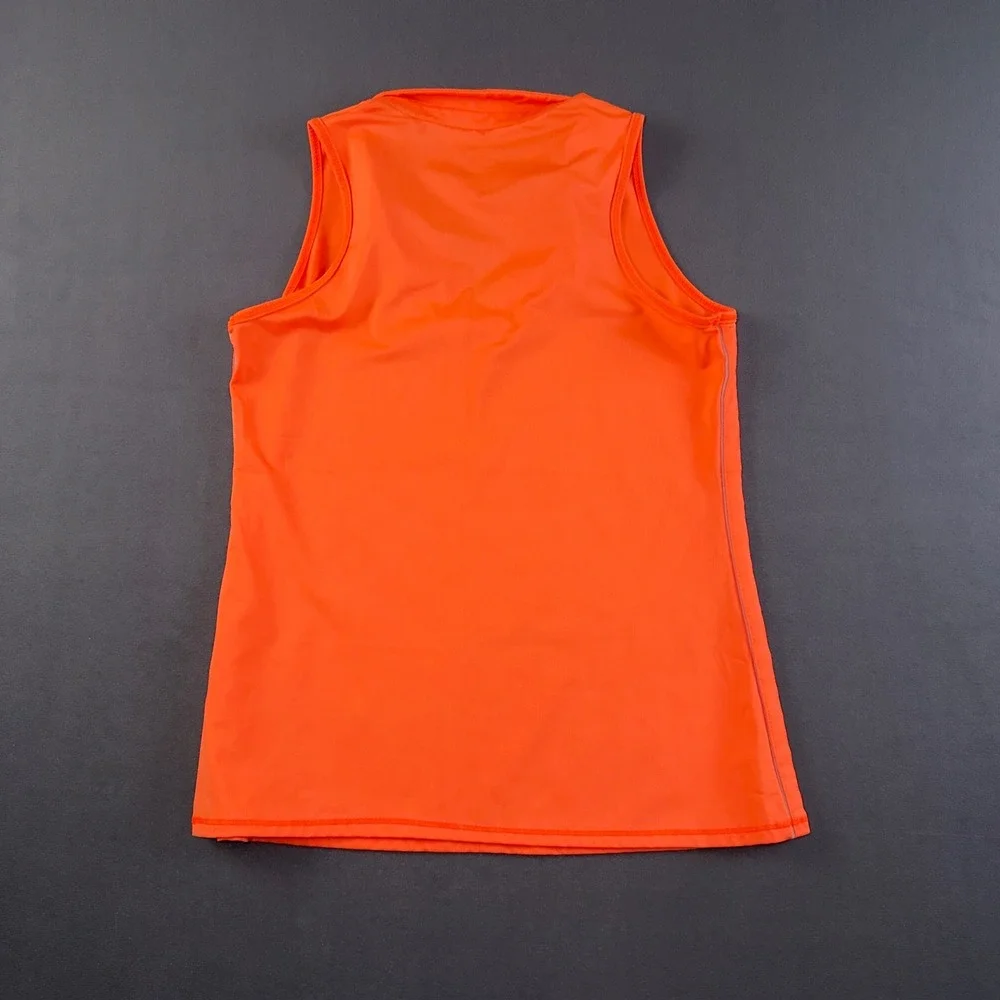 Lucky in Love Womens Neon Orange Sleeveless Tennis Golf Tank Top V-Neck Size M